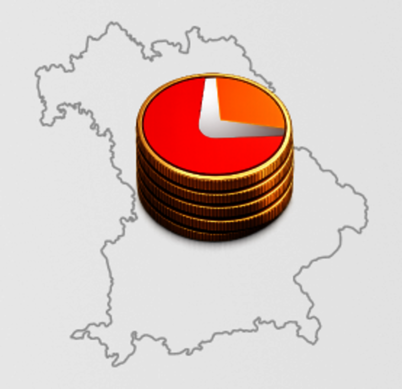 Log mit Bayern im Umriss als Landkarte und die Augsburger Minuten in der Mitte mit Münzensymbol